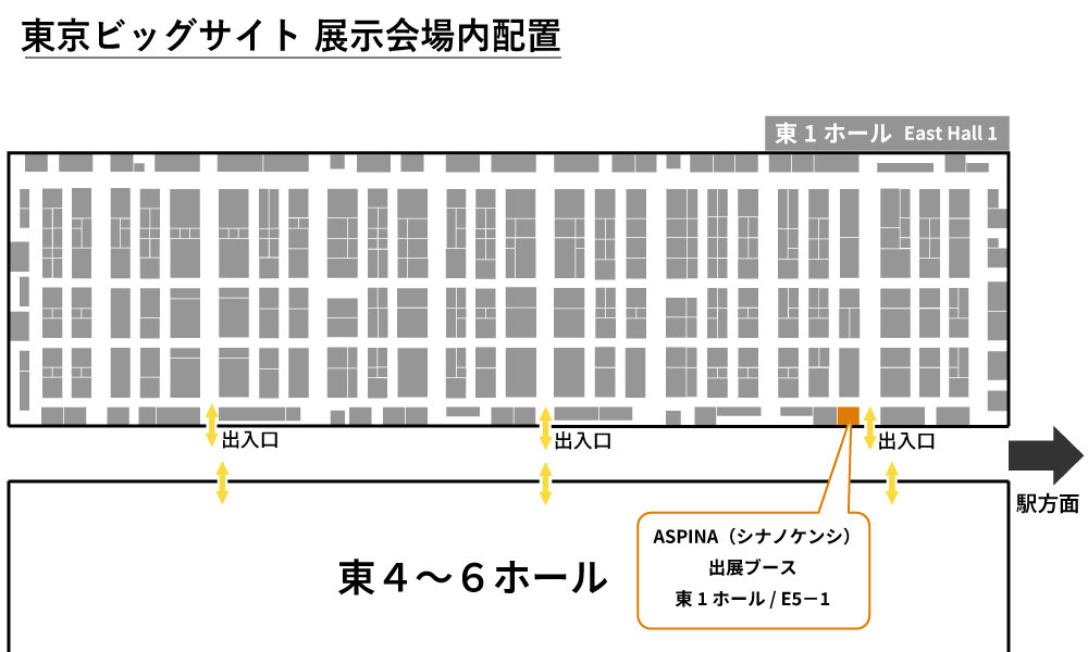 「第36回 ものづくりワールド 東京（計測・検査・センサ展 東京 2024）」ASPINAブースへの案内図