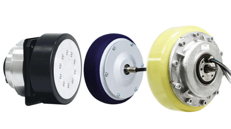 AMR/AGV/電動アシスト台車向け「ASPINA薄型電動ホイール」製品画像